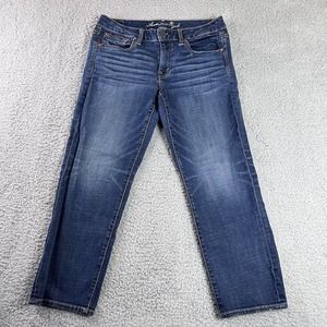American Eagle Jeans Womens Size 6 Regular Medium Wash Boy Fit Stretch Denim AEO